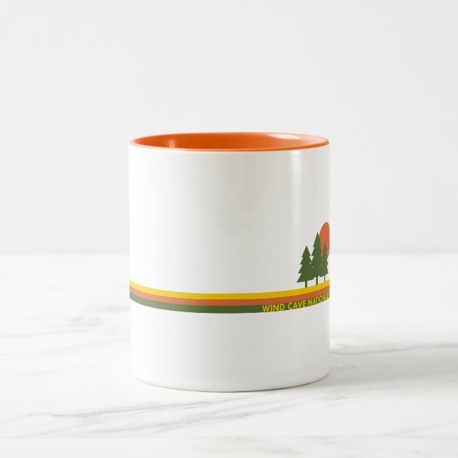 Wind Cave National Park Pine Trees Sun Two-Tone Coffee Mug (Center)