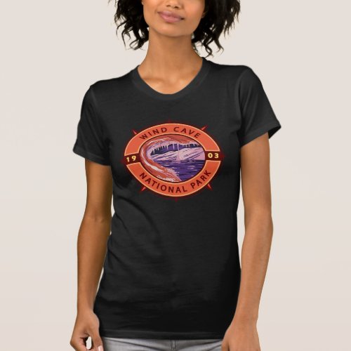 Wind Cave National Park Retro Compass Emblem T_Shirt