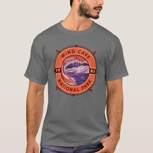 Wind Cave National Park Retro Compass Emblem T_Shirt