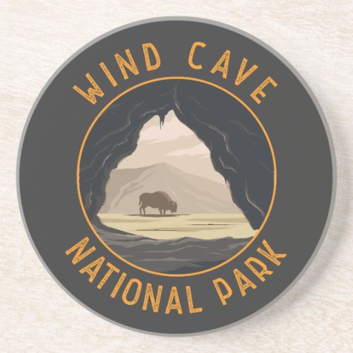 Wind Cave National Park Retro Distressed Circle Coaster