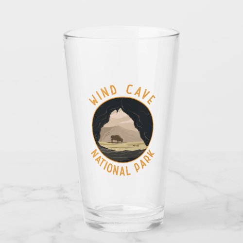 Wind Cave National Park Retro Distressed Circle Glass