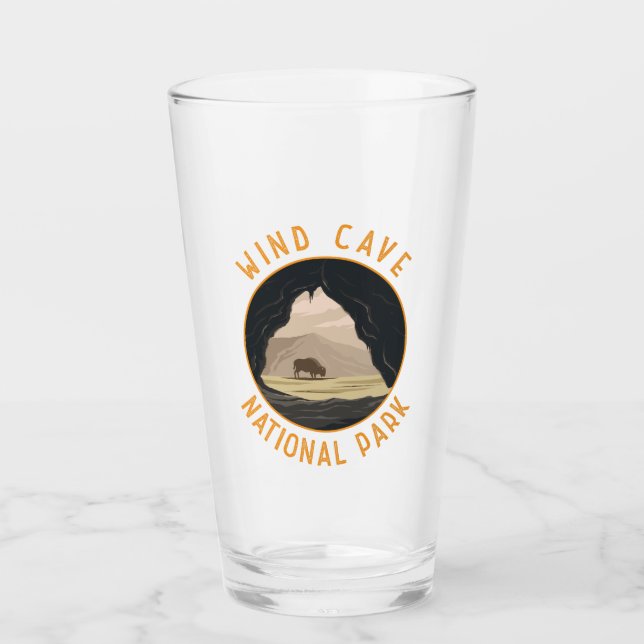 Wind Cave National Park Retro Distressed Circle Glass (Front)