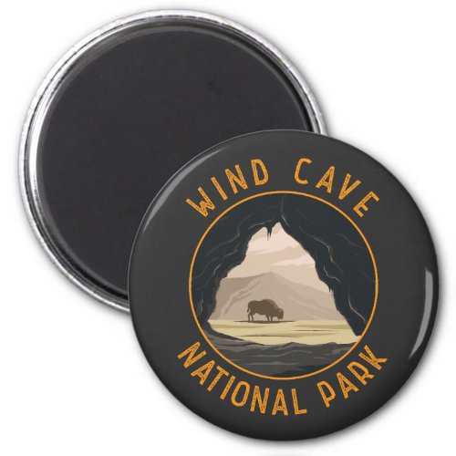 Wind Cave National Park Retro Distressed Circle Magnet