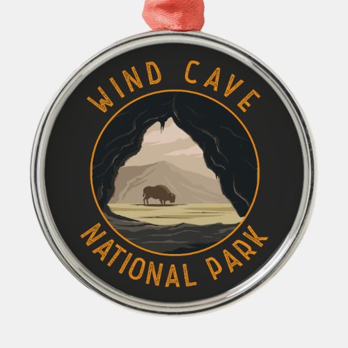 Wind Cave National Park Retro Distressed Circle Metal Ornament
