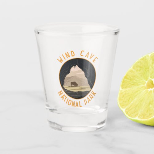 Wind Cave National Park Retro Distressed Circle Shot Glass