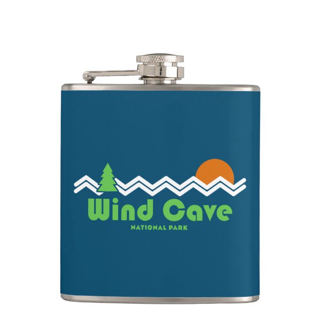 Wind Cave National Park Retro Flask (Front)