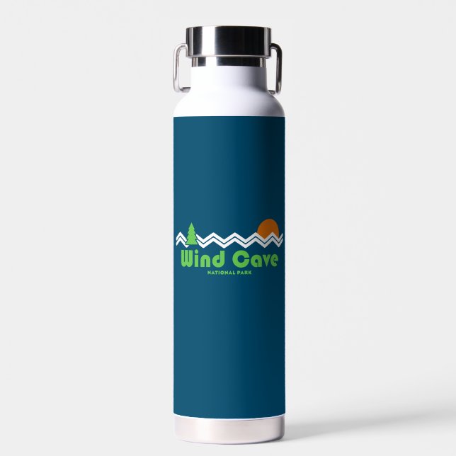 Wind Cave National Park Retro Water Bottle (Front)