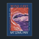 Wind Cave National Park South Dakota Distressed Postcard<br><div class="desc">Wind Cave vector artwork design. The cave is recognized as the densest cave system in the world.</div>