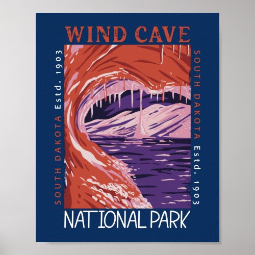Wind Cave National Park South Dakota Distressed  Poster