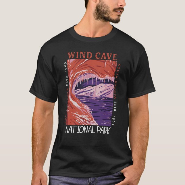 Wind Cave National Park South Dakota Distressed  T-Shirt (Front)