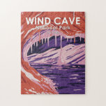 Wind Cave National Park South Dakota Vintage  Jigsaw Puzzle<br><div class="desc">Wind Cave vector artwork design. The cave is recognized as the densest cave system in the world.</div>