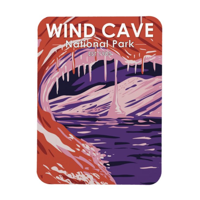 Wind Cave National Park South Dakota Vintage Magnet (Vertical)