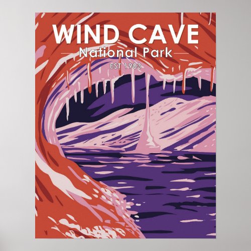 Wind Cave National Park South Dakota Vintage Poster