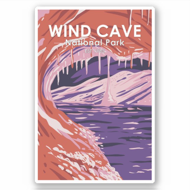 Wind Cave National Park South Dakota Vintage Sticker (Front)