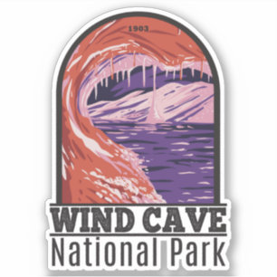 Wind Cave National Park South Dakota Vintage Sticker