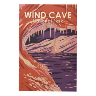 Wind Cave National Park South Dakota Vintage  Wood Wall Art