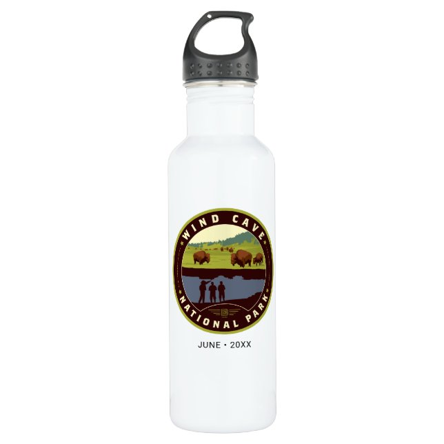 Wind Cave National Park Stainless Steel Water Bottle (Front)