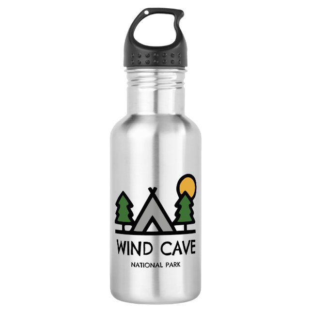 Wind Cave National Park Stainless Steel Water Bottle (Front)