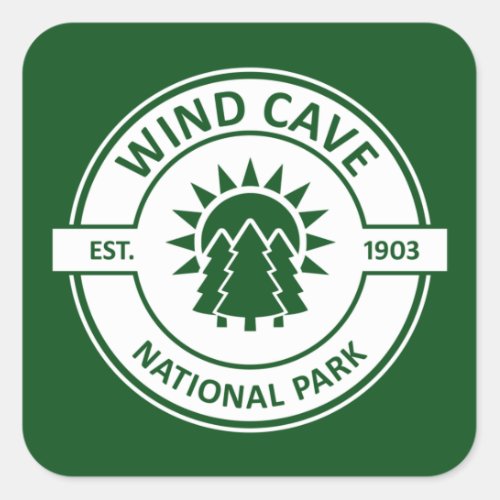 Wind Cave National Park Sun Trees Square Sticker