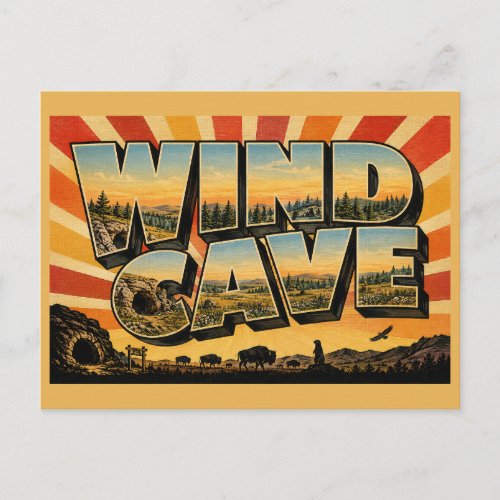 Wind Cave NP SD Prairie Pine Forest Art Postcard