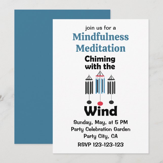 Wind Chimes Chiming with the Wind Meditation Invitation (Front/Back)