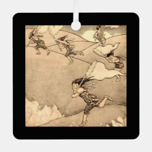 Wind Faeries Catching Wind Metal Ornament