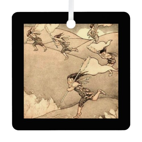Wind Faeries Catching Wind  Metal Ornament