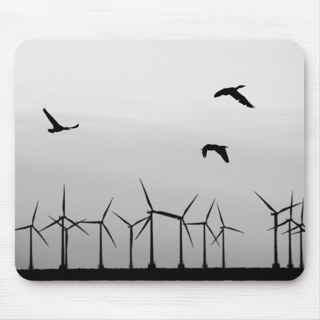 Wind farm and birds mouse pad (Front)
