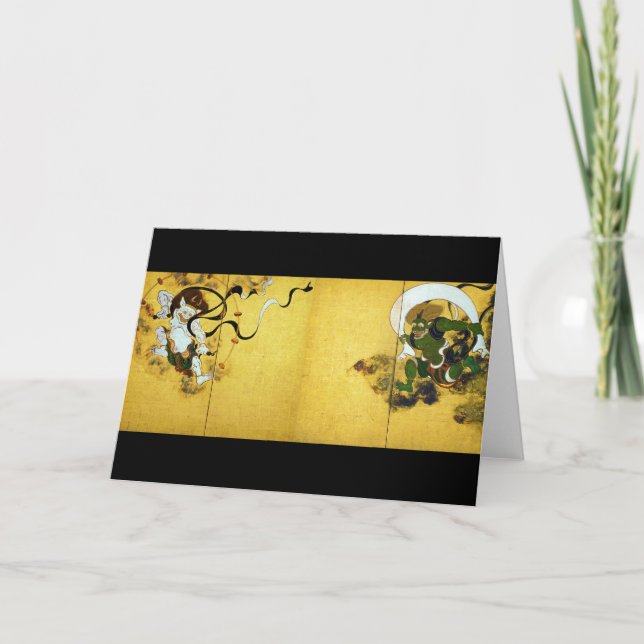 Wind god and Thunder god, Tawaraya Sotatsu Card (Front)