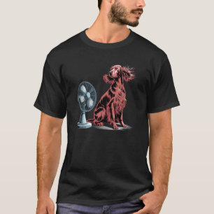 Wind in Fur, Cute Irish Setter Dog Cooling Off wit T-Shirt