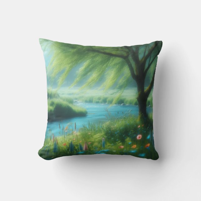 Wind in the Willow Throw Pillow (Front)