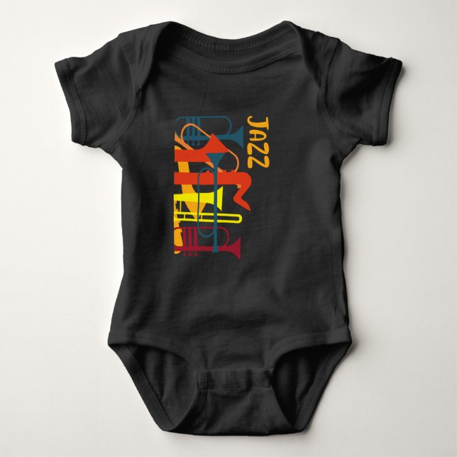 Wind Instrument Jazz Musician Trumpet Music Lover Baby Bodysuit (Front)