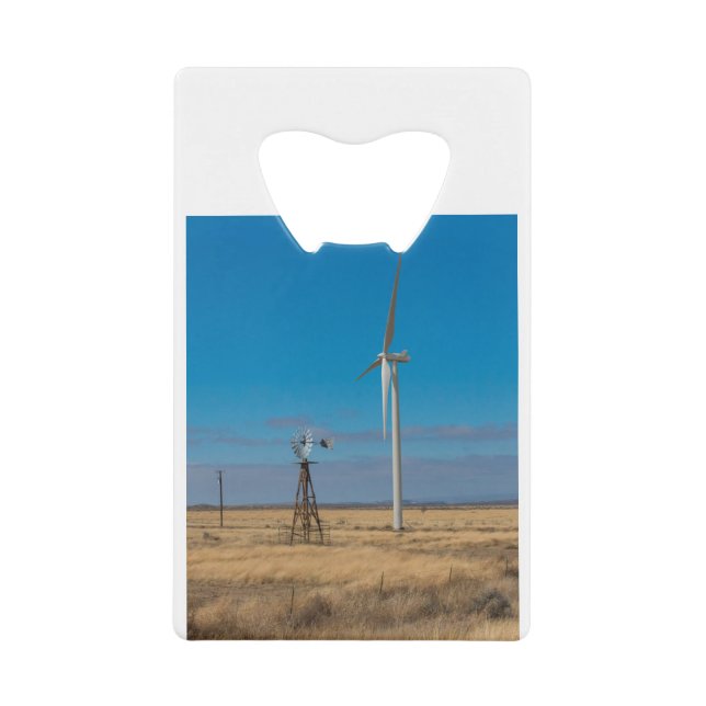 Wind Mill and Wind Turbine Credit Card Bottle Opener (Front)