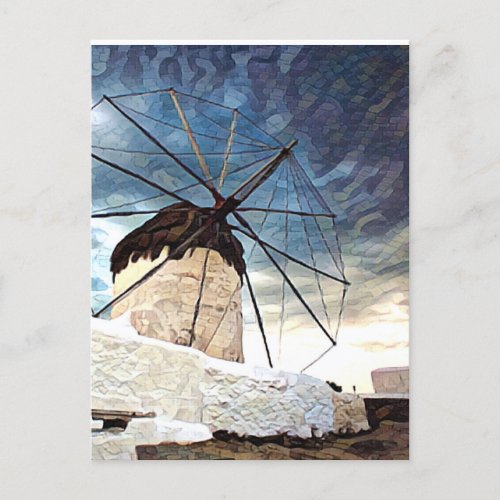 Wind Mills of Mykonos Greece   Postcard