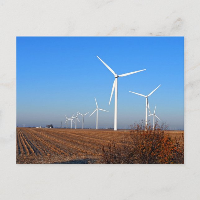 Wind mills with fall landscape postcard (Front)
