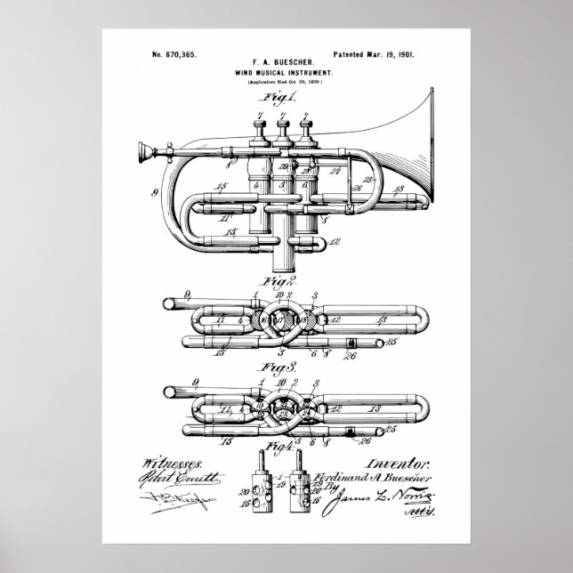 Wind Musical Instrument Patent Poster (Front)