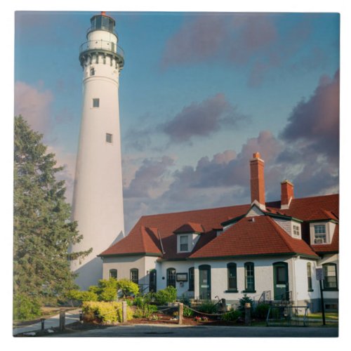 Wind Point Lighthouse on Lake Michigan  Ceramic Tile