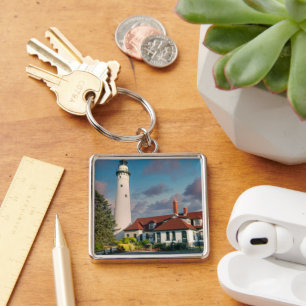 Wind Point Lighthouse on Lake Michigan Keychain