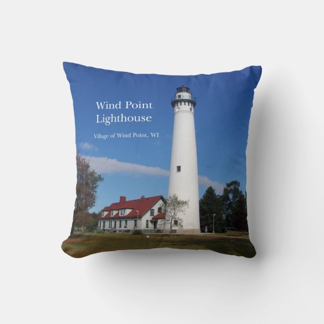 Wind Point Lighthouse square pillow (Front)