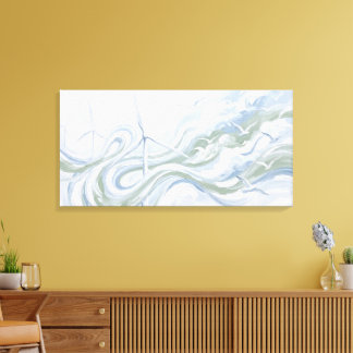 Wind Power Abstract Painting, Sustainability Art Canvas Print
