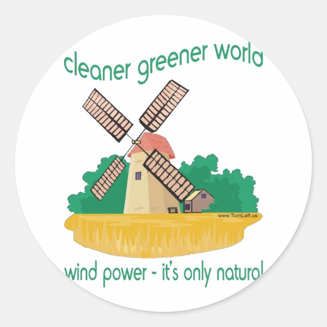 WIND POWER CLASSIC ROUND STICKER (Front)