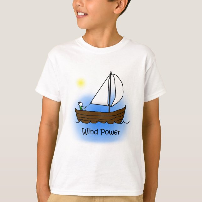 Wind Power Sailboat - Kids Shirt (Front)