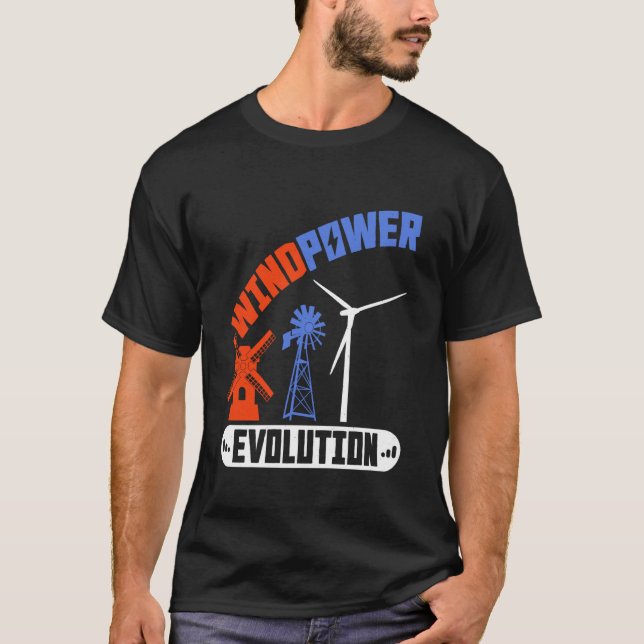 Wind Power WINDPOWER EVOLUTION Funny Wind Energy T-Shirt (Front)