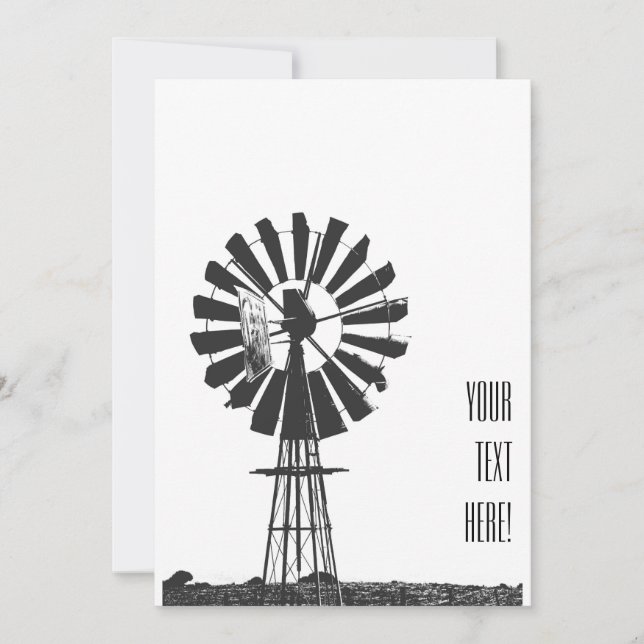 Wind Pump Farm Sketch All Purpose Invitation Card (Front)