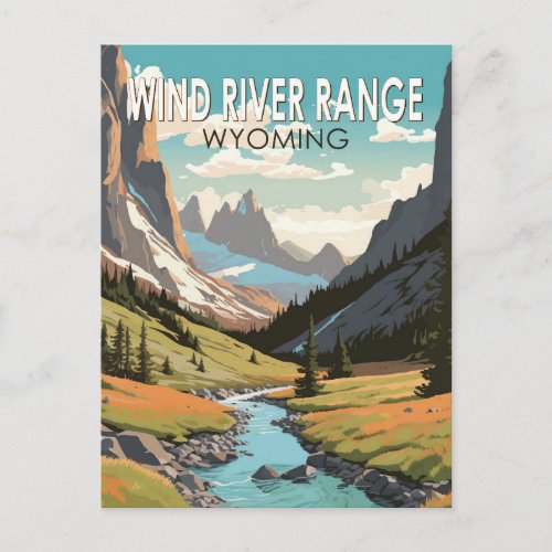 Wind River Range Wyoming Travel Art Vintage Postcard