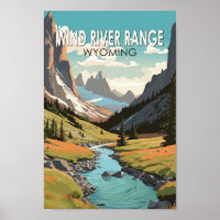 Wind River Range Wyoming Travel Art Vintage