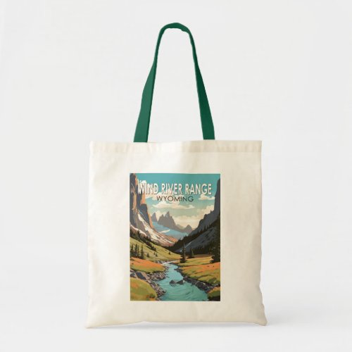 Wind River Range Wyoming Travel Art Vintage Tote Bag