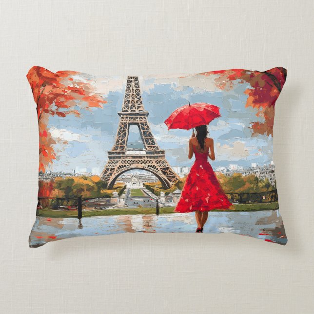 Wind Romance Paris Chic Walk Accent Pillow (Front)