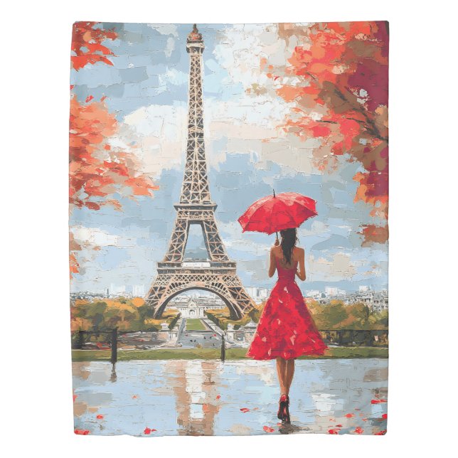 Wind Romance Paris Chic Walk Duvet Cover (Front)