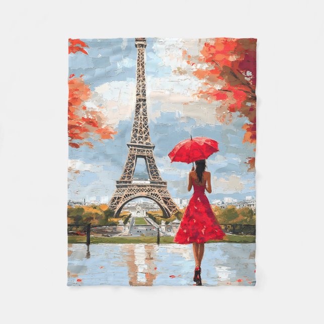 Wind Romance Paris Chic Walk Fleece Blanket (Front)